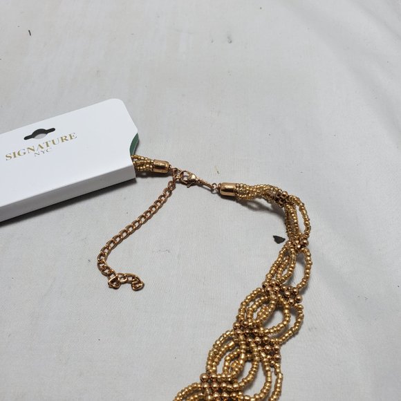 Signature gold braided seed bead statement necklace - Picture 3 of 4